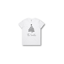 Load image into Gallery viewer, Personalised Women&#39;s Christmas T-Shirts Ribbon Tree
