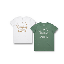 Load image into Gallery viewer, Personalised Women&#39;s Christmas T-Shirts Christmas With The Family
