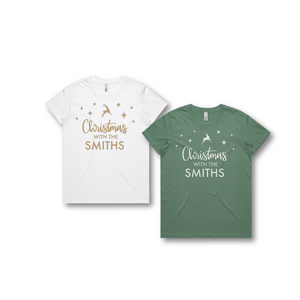 Personalised Women's Christmas T-Shirts Christmas With The Family