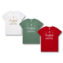 Load image into Gallery viewer, Personalised Women&#39;s Christmas T-Shirts Christmas With The Family
