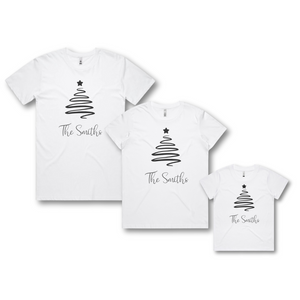 Personalised Kids Christmas T-Shirts Ribbon Tree