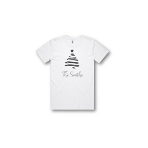 Personalised Men's Christmas T-Shirts Ribbon Tree