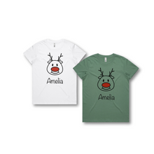 Load image into Gallery viewer, Personalised Women&#39;s Christmas T-Shirts Rudolph
