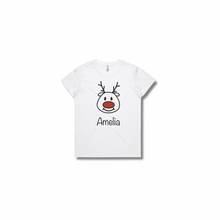 Load image into Gallery viewer, Personalised Women&#39;s Christmas T-Shirts Rudolph
