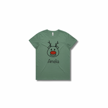 Load image into Gallery viewer, Personalised Women&#39;s Christmas T-Shirts Rudolph
