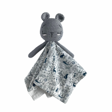 Load image into Gallery viewer, Evie Bear Cloth Lovie Grey/Navy
