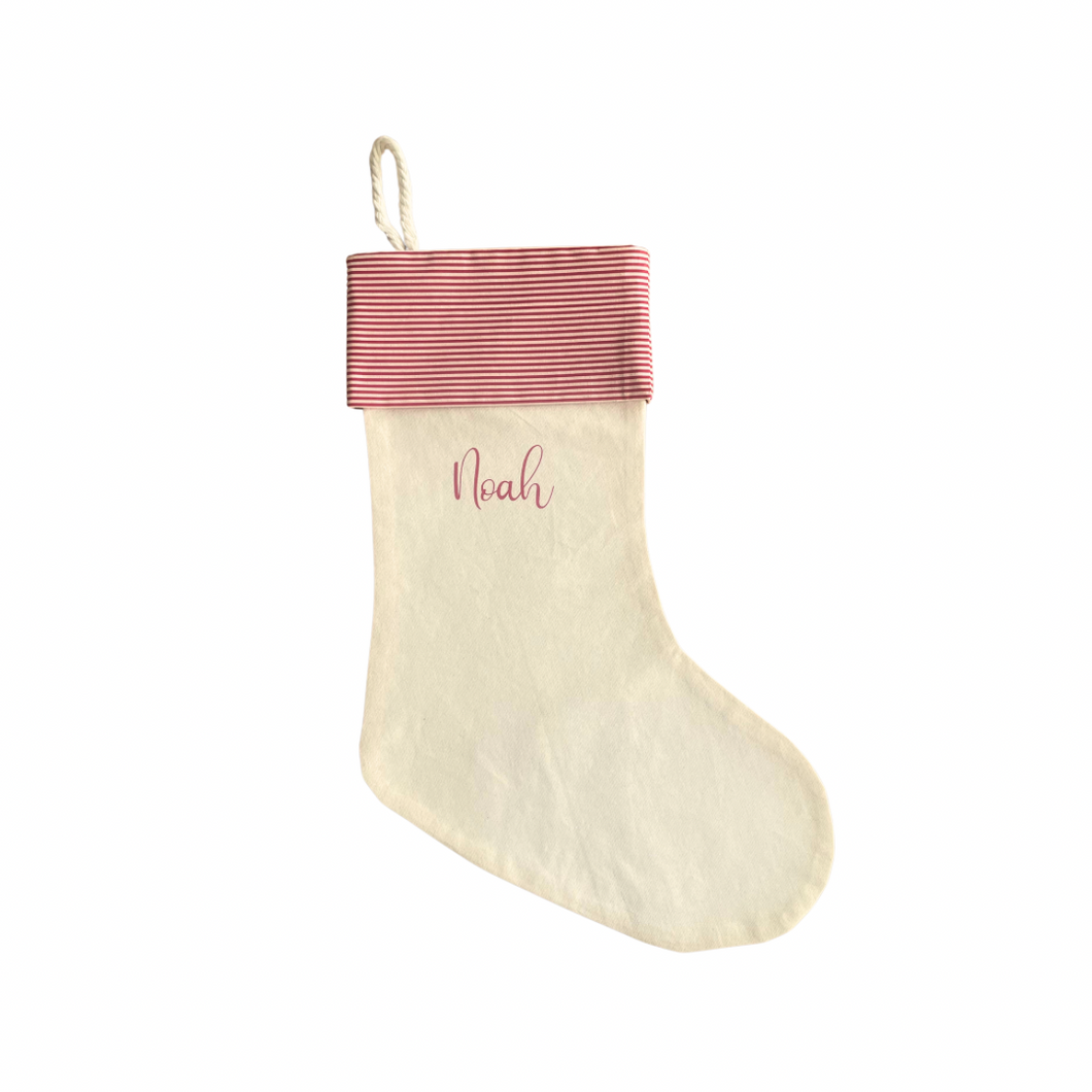 Christmas Stocking Red Striped - Personalised