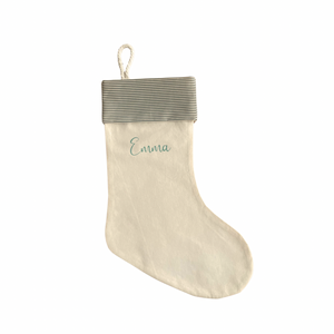 Christmas Stocking Green Striped - Personalised