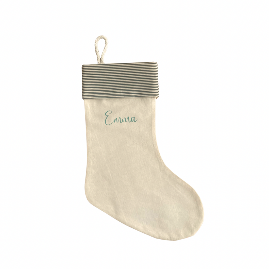 Christmas Stocking Green Striped - Personalised