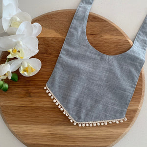 Little Humans Cotton Baby Bib - Soft Grey