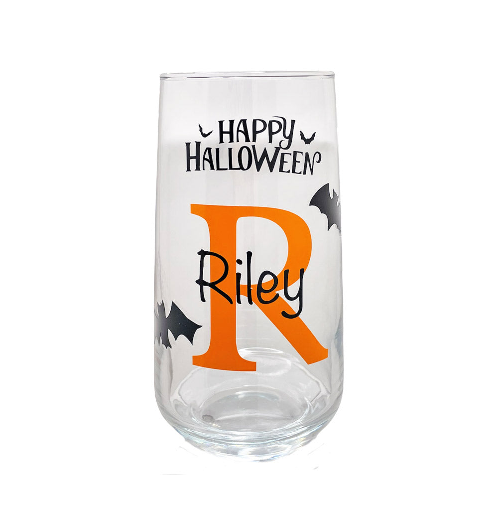 Personalised Halloween Glass with Bats