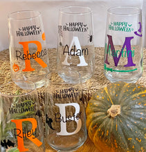 Load image into Gallery viewer, Personalised Halloween Glass with Spiders
