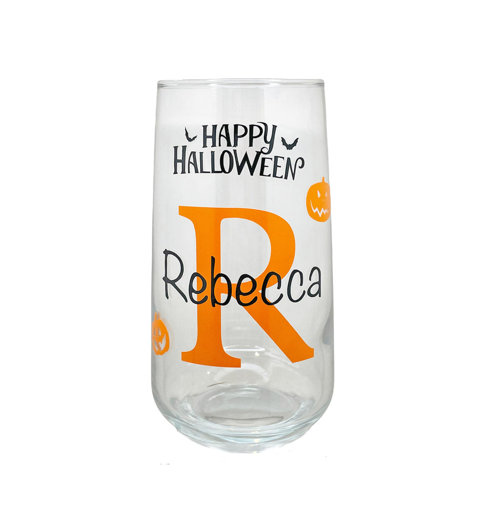 Personalised Halloween Glass with Pumpkins