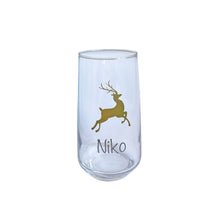 Load image into Gallery viewer, Personalised Gold Reindeer Christmas Glass
