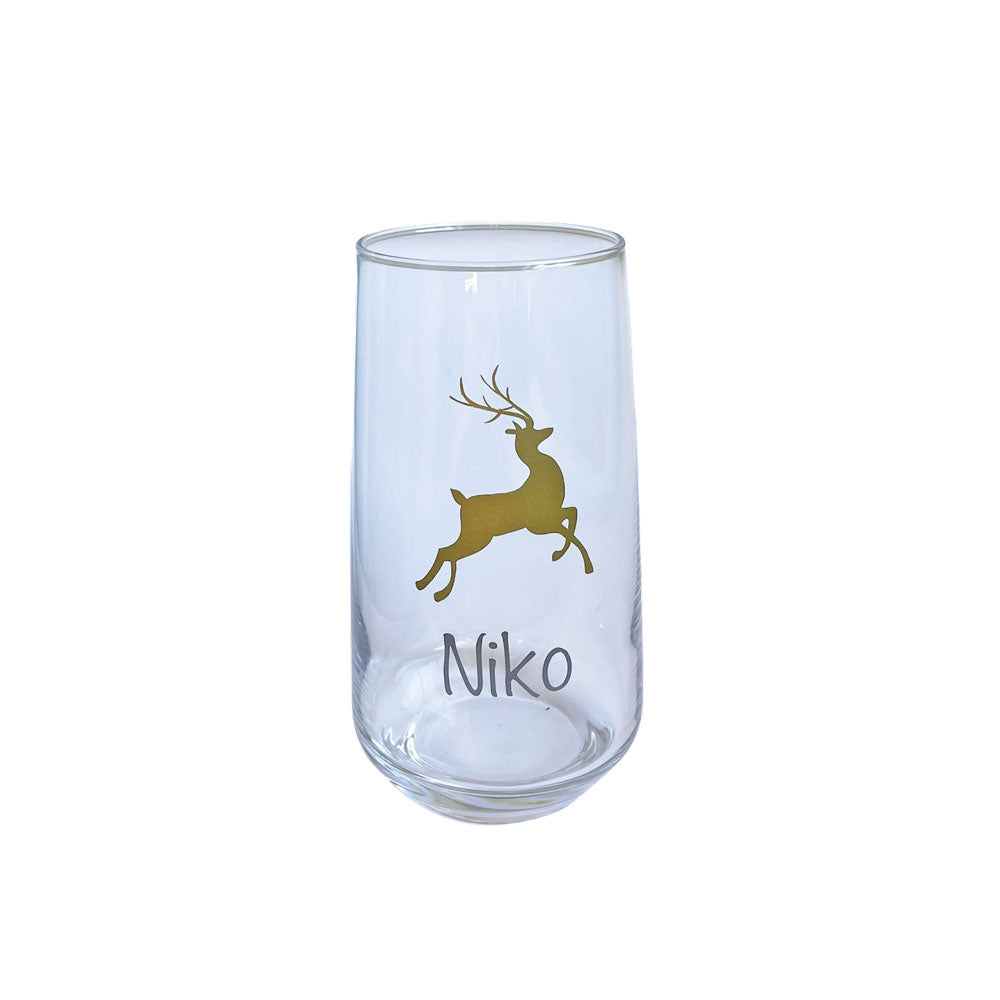 Personalised Gold Reindeer Christmas Glass