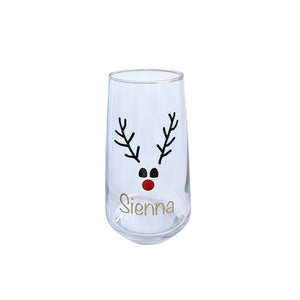 Personalised Rudolph Christmas Glass