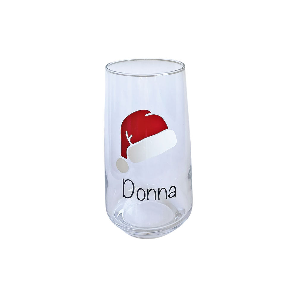 Personalised Santa Hat Christmas Glass