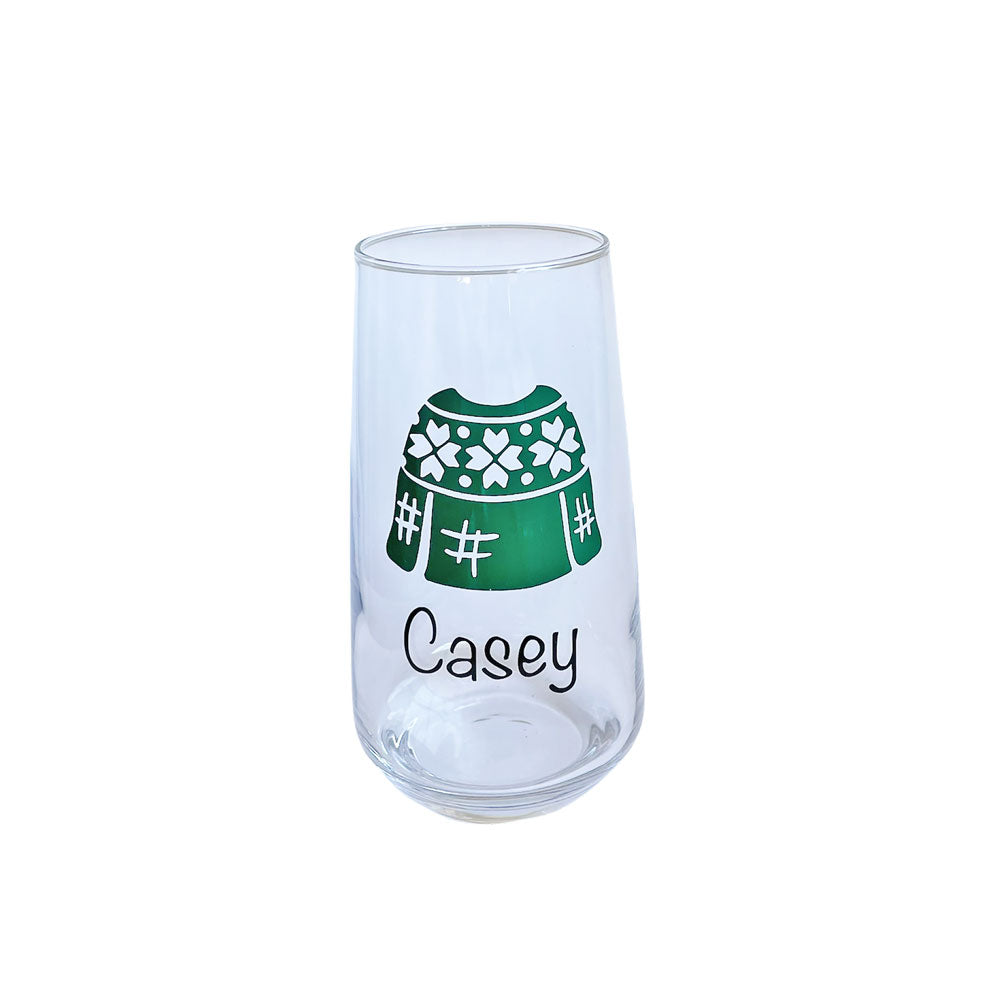 Personalised Ugly Sweater Christmas Glass