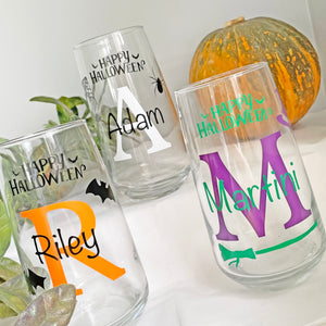 Personalised Halloween Glass with Witches