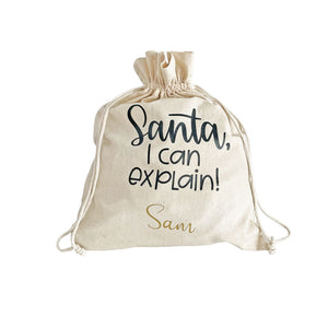 Santa Sack Small - Santa I can explain- Personalised